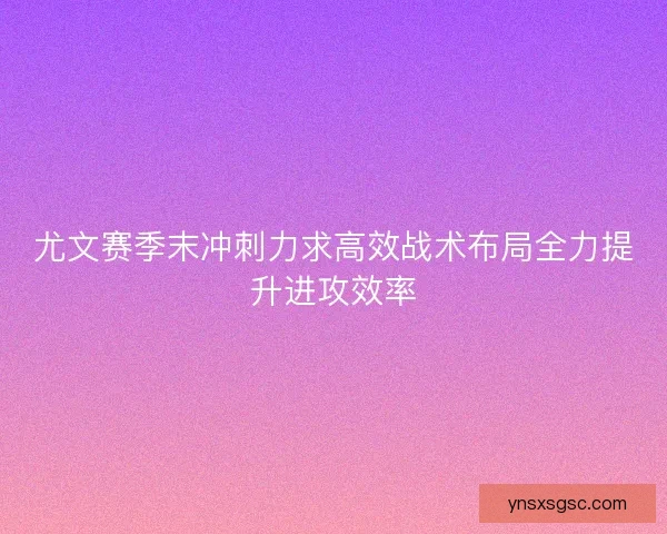 尤文赛季末冲刺力求高效战术布局全力提升进攻效率